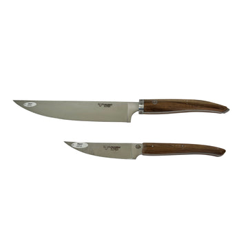 Laguiole en Aubrac Handcrafted 2-Piece Kitchen Knife Set with Walnut Wood Handles - LaguioleEnAubracShop