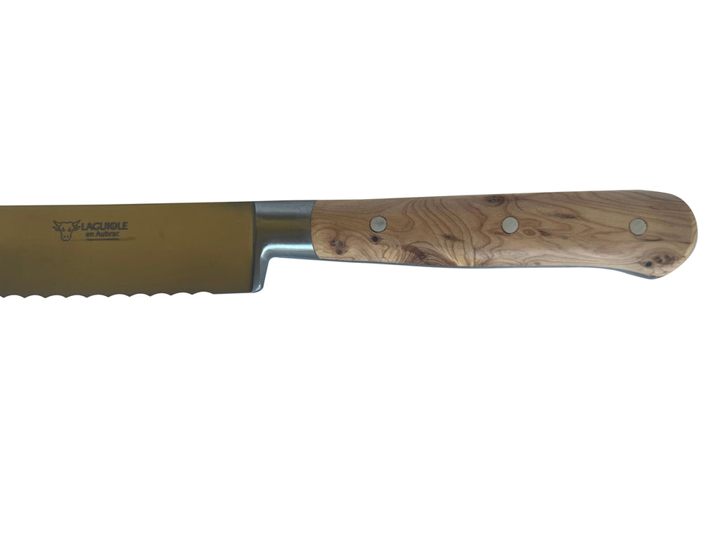 Laguiole en Aubrac Fully Forged Steel Bread Knife With Juniper Wood Handle, 8-Inches - LaguioleEnAubracShop