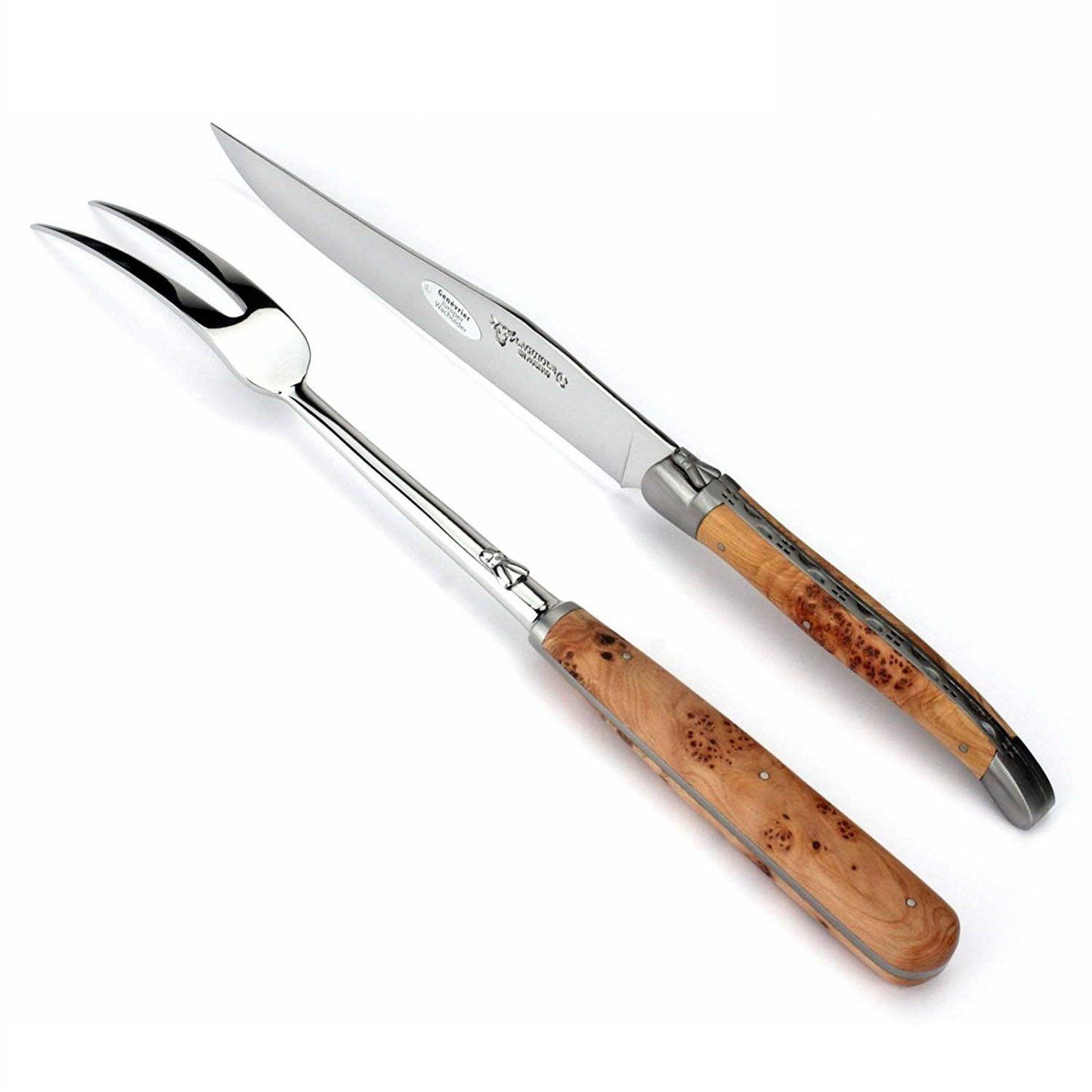 Laguiole en Aubrac Handcrafted Carving Set with Juniper Wood Handle - LaguioleEnAubracShop