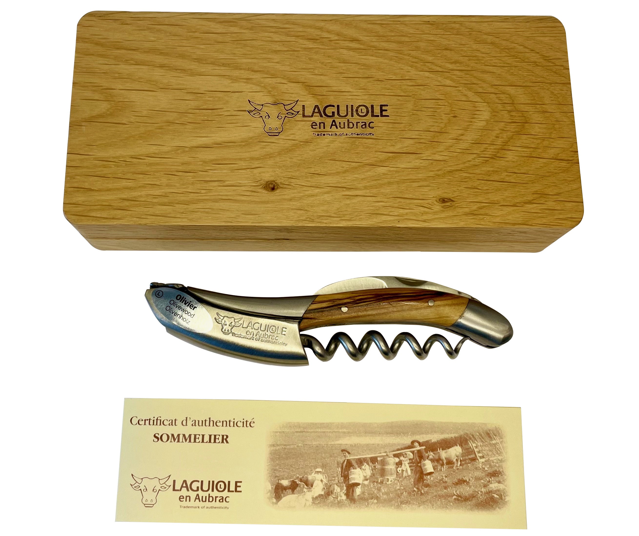 Laguiole en Aubrac Sommelier Waiter's Corkscrew with Olivewood
