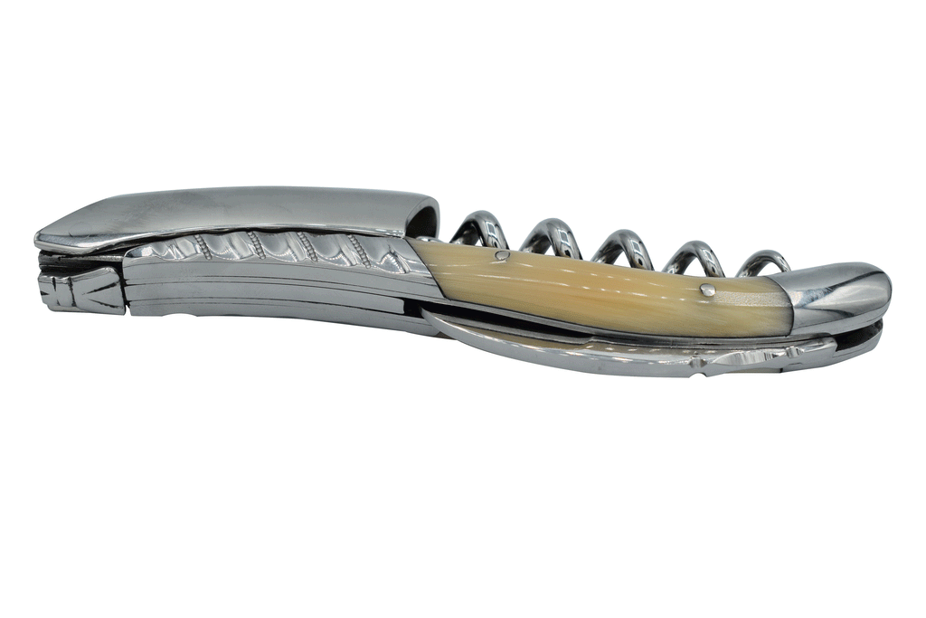 Laguiole en Aubrac Sommelier DeLuxe Waiter's Corkscrew with Solid Horn Handle & Twisted Bolster - LaguioleEnAubracShop