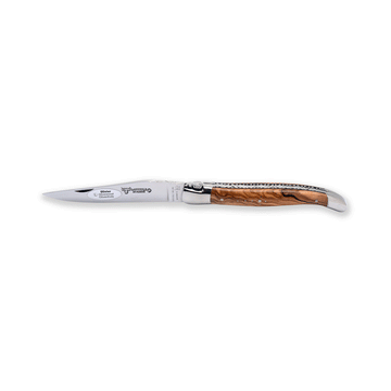 Laguiole en Aubrac Handcrafted Limited Edition Plated Multipurpose Knife with Burl Olivewood Handle, 4.75 inches - LaguioleEnAubracShop