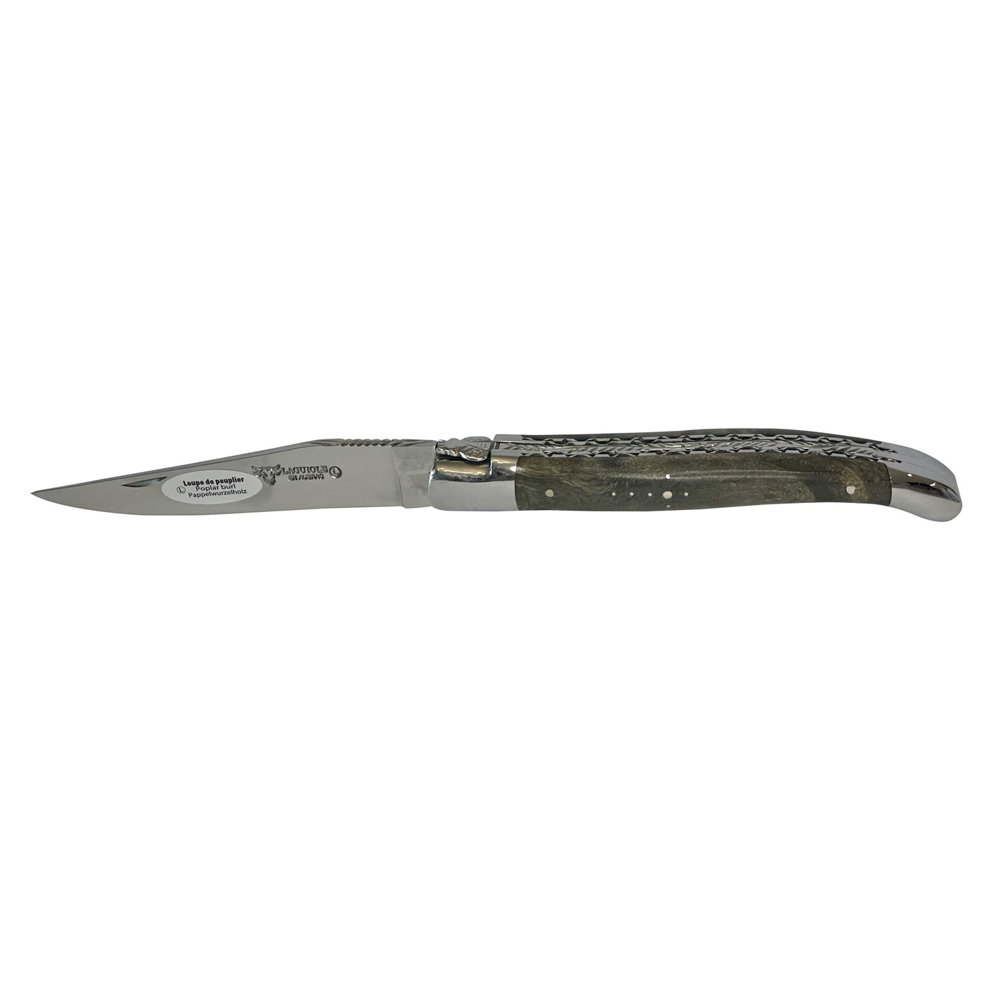 Laguiole en Aubrac Handcrafted Double Plated Multipurpose Knife Stainless Steel Bolsters, Blackened Poplar Wood Handle, 4.75 inches - LaguioleEnAubracShop