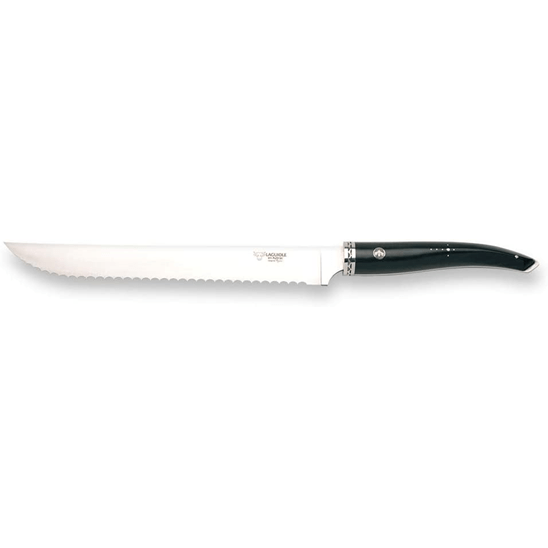 Laguiole en Aubrac Stainless Fully Forged Steel Bread Serrated Knife with Ebony Wood Handle, 9-in - LaguioleEnAubracShop