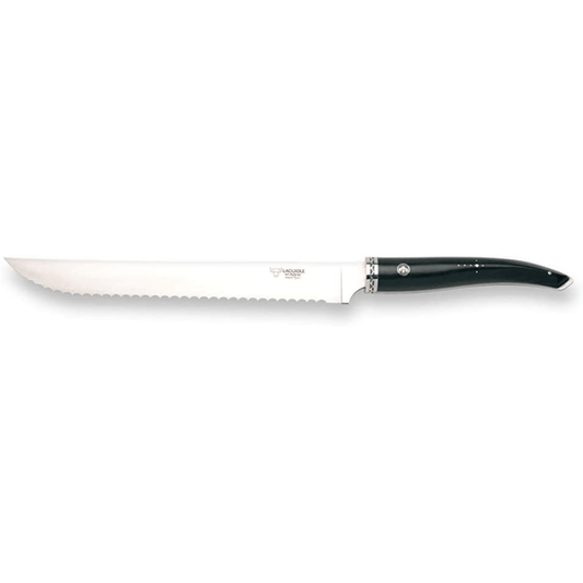 Laguiole en Aubrac Stainless Fully Forged Steel Bread Serrated Knife with Ebony Wood Handle, 9-in - LaguioleEnAubracShop