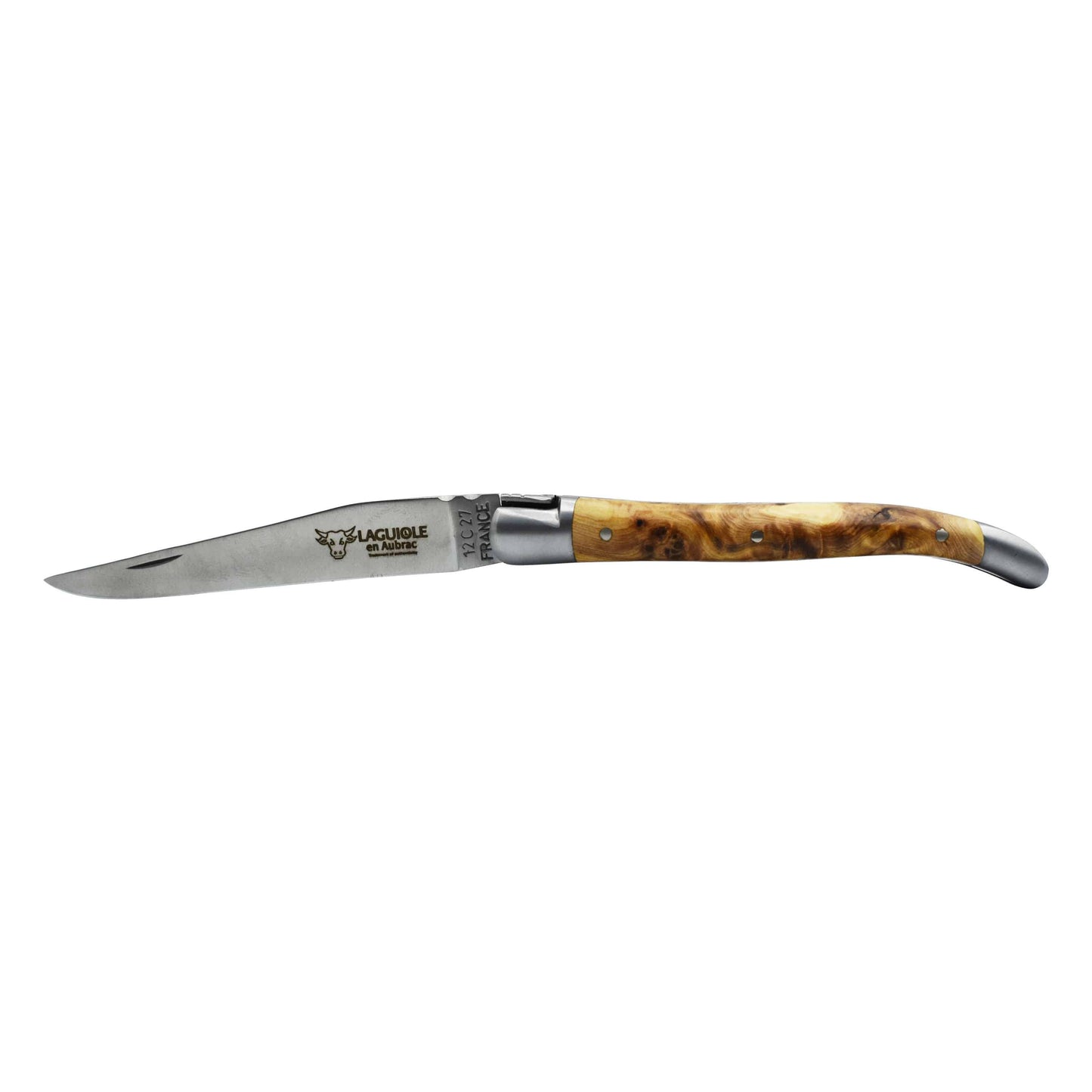 Laguiole en Aubrac Handcrafted Plated Multipurpose Knife, Juniper Handle, 3.5 inches - LaguioleEnAubracShop