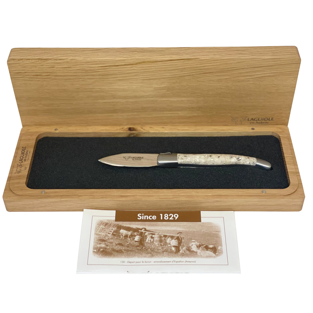 Laguiole en Aubrac Handcrafted Oyster Knife with Shell Resin Handle, 2.5-Inches - LaguioleEnAubracShop
