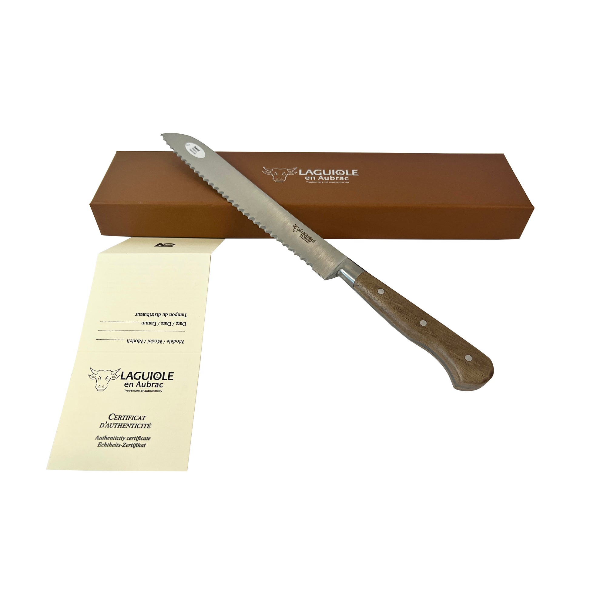Laguiole en Aubrac Fully Forged Steel Bread Knife With Walnut Handle, 8-Inches - LaguioleEnAubracShop