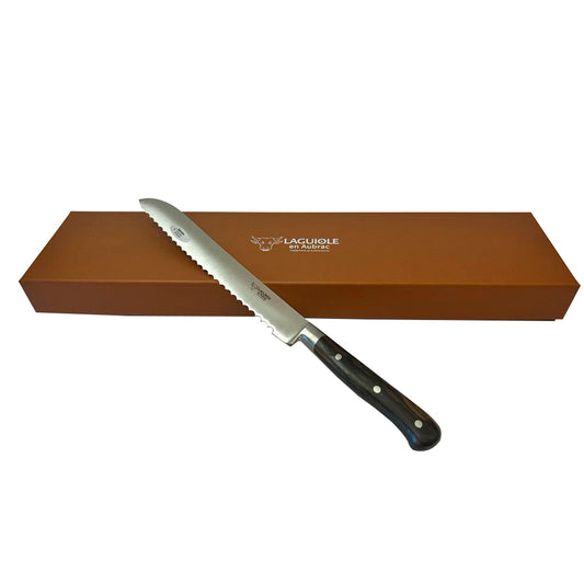 Laguiole en Aubrac Fully Forged Steel Bread Knife With Ziricote Handle, 8-Inches - LaguioleEnAubracShop