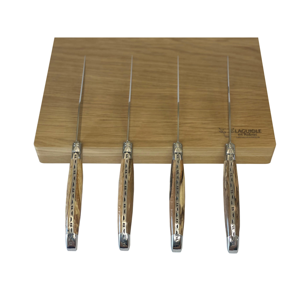 Laguiole en Aubrac Handcrafted Plated 4-Piece Steak Knife Set with Aubrac Wood Handles - LaguioleEnAubracShop